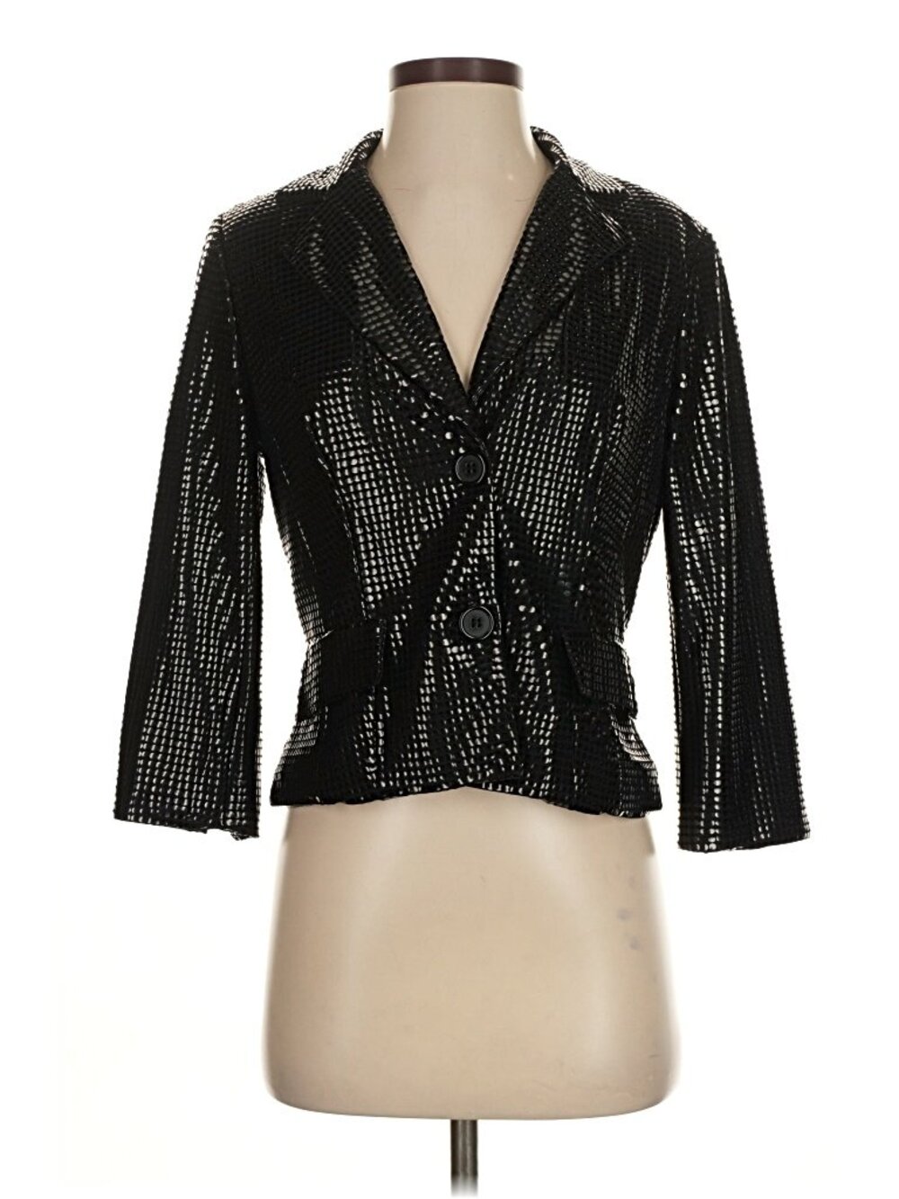 Vintage Alberto Makali Black Textured Blazer Sz 4 micro stud embellished blazer - Picture 2 of 6